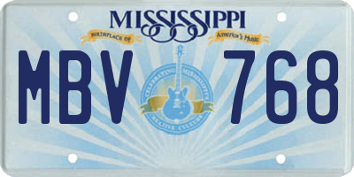 MS license plate MBV768
