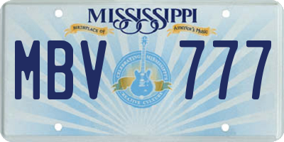 MS license plate MBV777