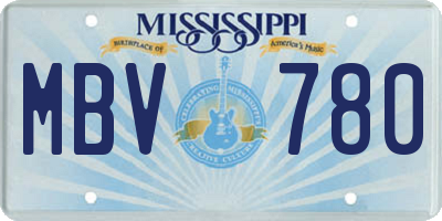 MS license plate MBV780
