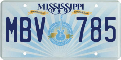 MS license plate MBV785
