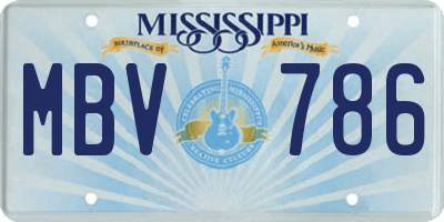 MS license plate MBV786