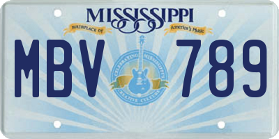 MS license plate MBV789