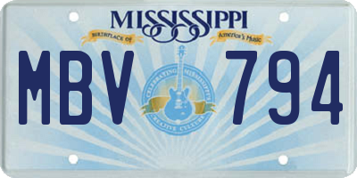 MS license plate MBV794