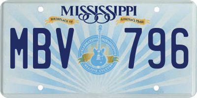 MS license plate MBV796