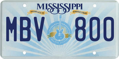 MS license plate MBV800