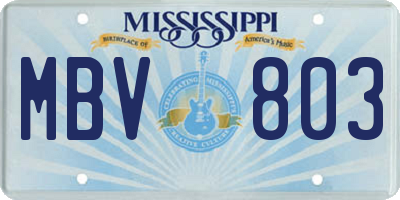 MS license plate MBV803