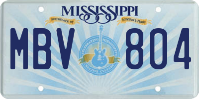 MS license plate MBV804