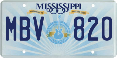 MS license plate MBV820