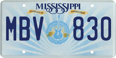 MS license plate MBV830