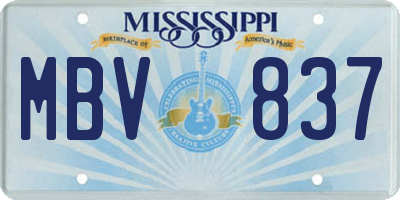MS license plate MBV837