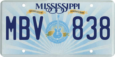 MS license plate MBV838