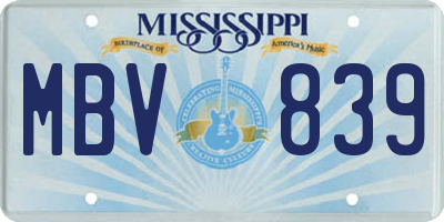 MS license plate MBV839