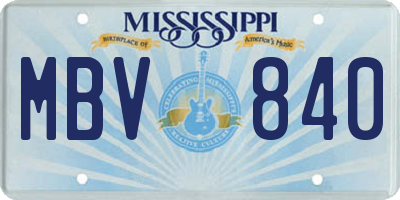 MS license plate MBV840