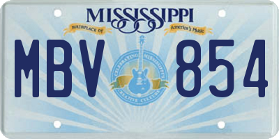 MS license plate MBV854