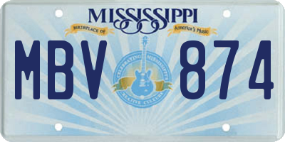 MS license plate MBV874