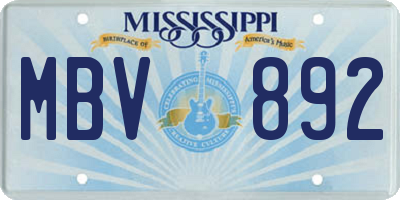 MS license plate MBV892