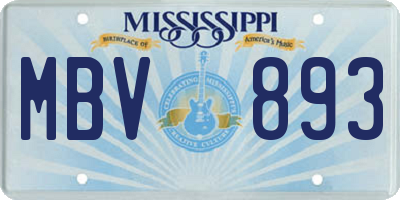 MS license plate MBV893