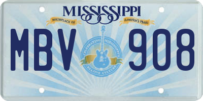 MS license plate MBV908