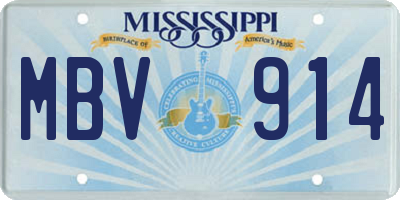 MS license plate MBV914