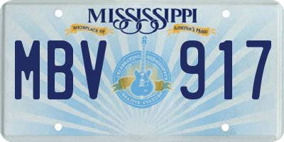 MS license plate MBV917