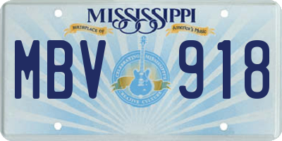 MS license plate MBV918