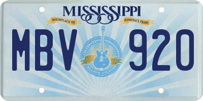 MS license plate MBV920