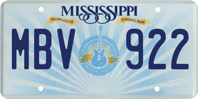 MS license plate MBV922