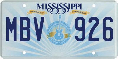 MS license plate MBV926