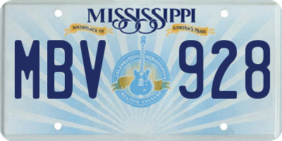 MS license plate MBV928
