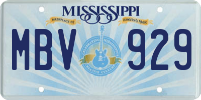 MS license plate MBV929