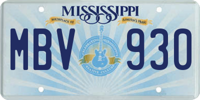 MS license plate MBV930