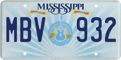 MS license plate MBV932