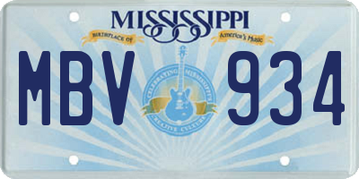 MS license plate MBV934