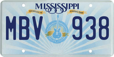 MS license plate MBV938