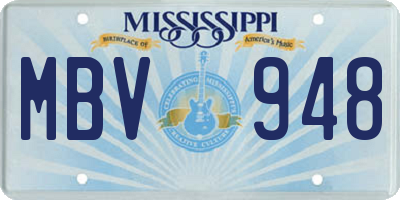 MS license plate MBV948