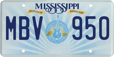 MS license plate MBV950