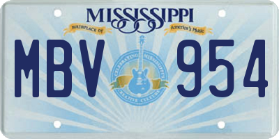 MS license plate MBV954