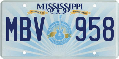 MS license plate MBV958