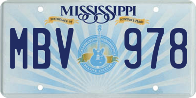MS license plate MBV978