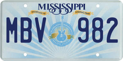 MS license plate MBV982