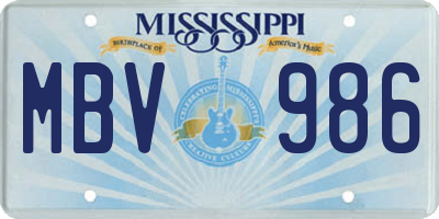 MS license plate MBV986