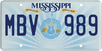 MS license plate MBV989
