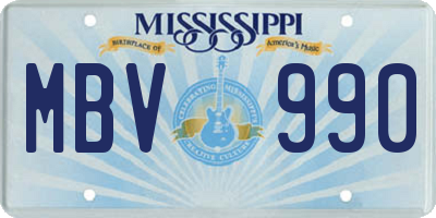 MS license plate MBV990