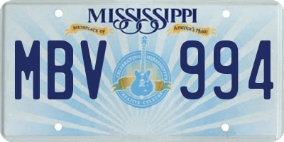 MS license plate MBV994