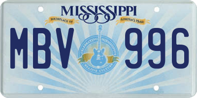 MS license plate MBV996