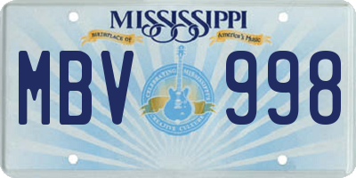MS license plate MBV998