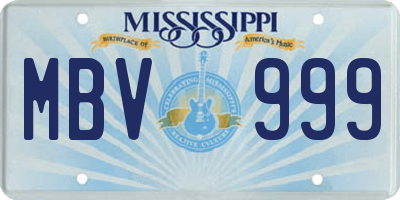 MS license plate MBV999