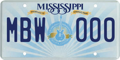 MS license plate MBW000