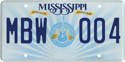 MS license plate MBW004