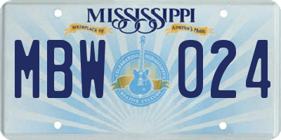 MS license plate MBW024
